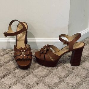 MICHAEL Michael Kors Tan Floral Platform Heels